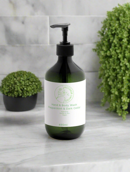Hand & Body Wash, Peppermint & Dark Cedar